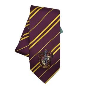 Harry Potter Necktie Silk Gryffindor Crest Maroon/Gold Stripe 58” NWT